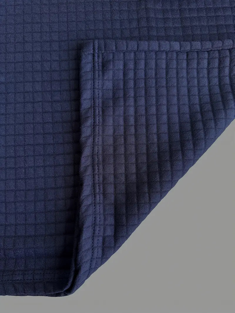 Classic Geometric Polo Shirt for Men with Long Sleeve Pocket