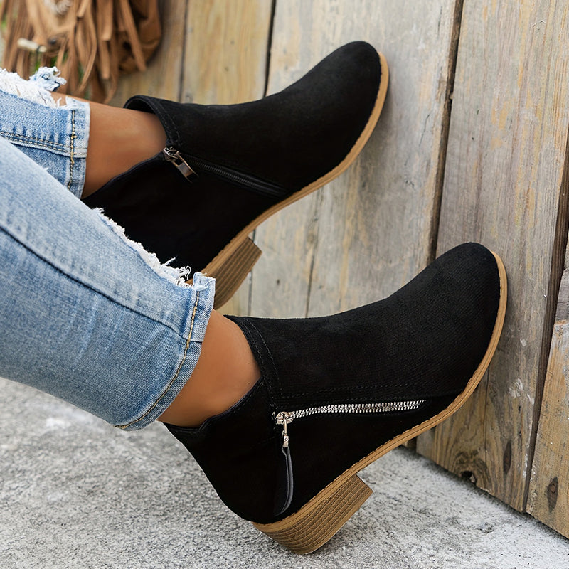 Comfortable Orthopedic Shoes for Women with Zipper Block Heel Slip On Style
