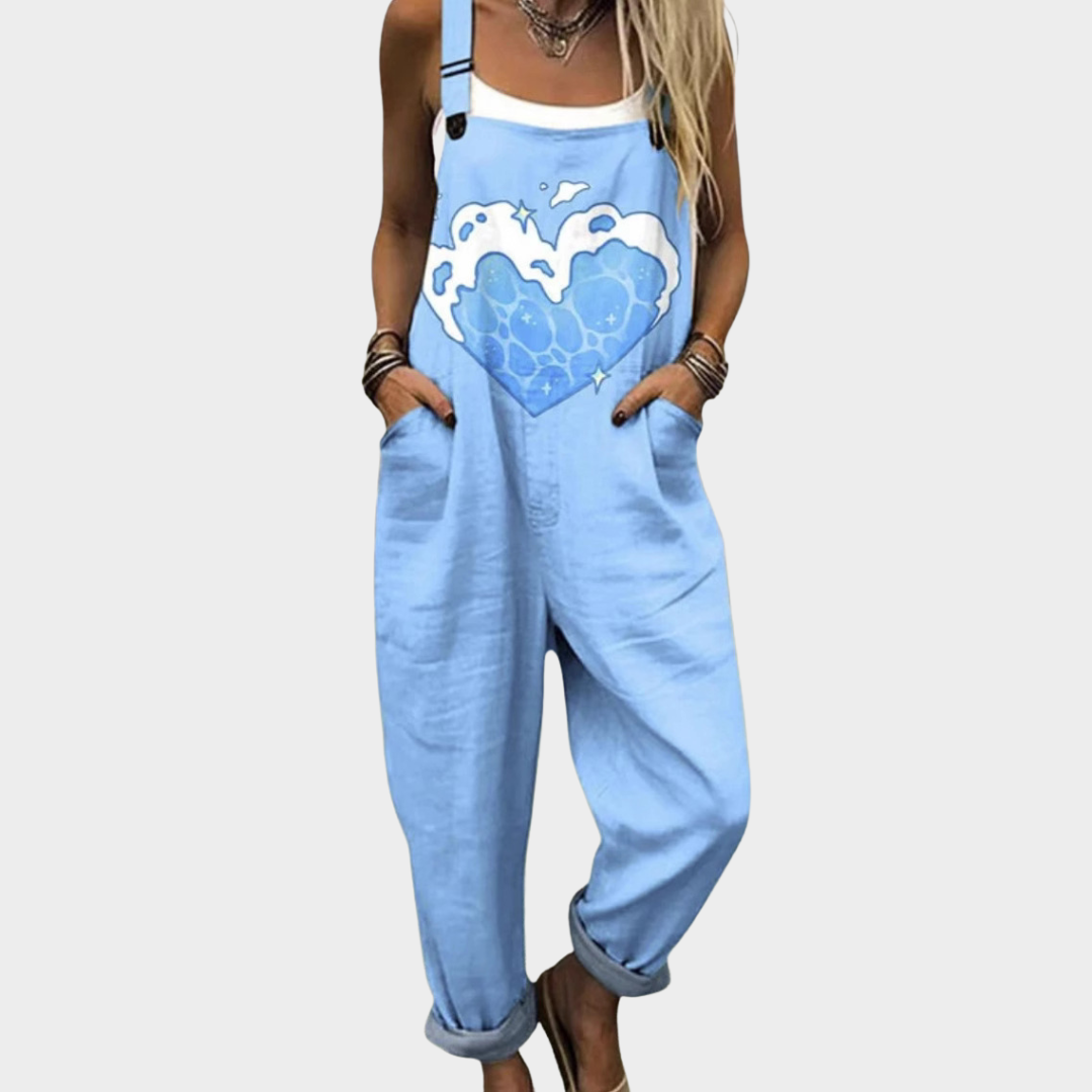 Comfortable Blue Jumpsuit for Women with Pocket Casual Style