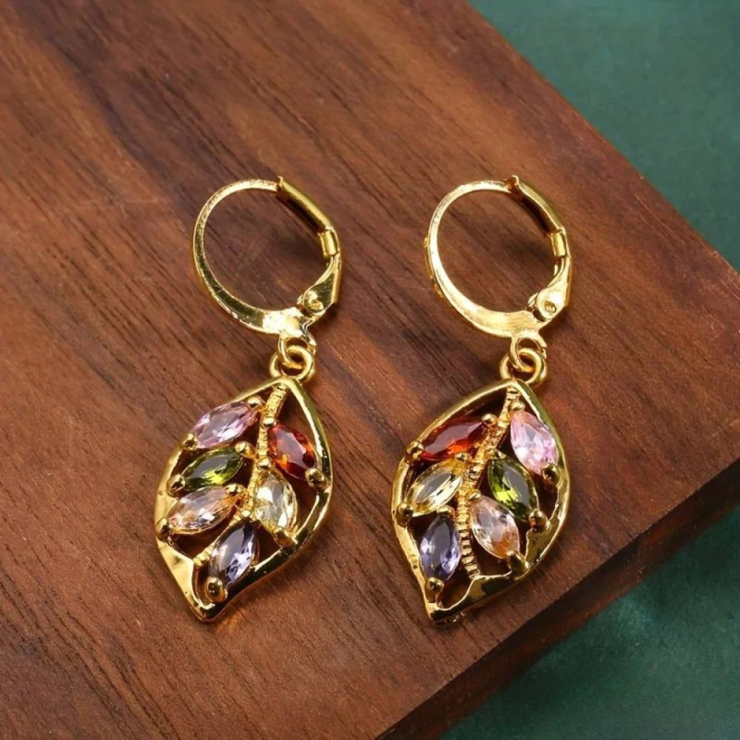 Elegant Earrings for Women with Retro Multicolor Design