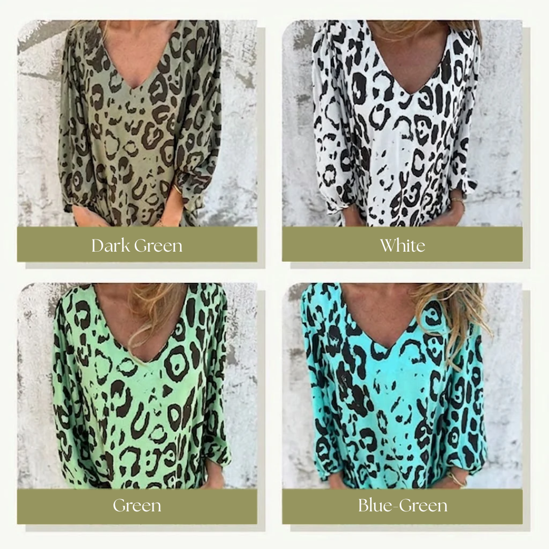 Elegant Leopard Mini Dress for Women with V Neck
