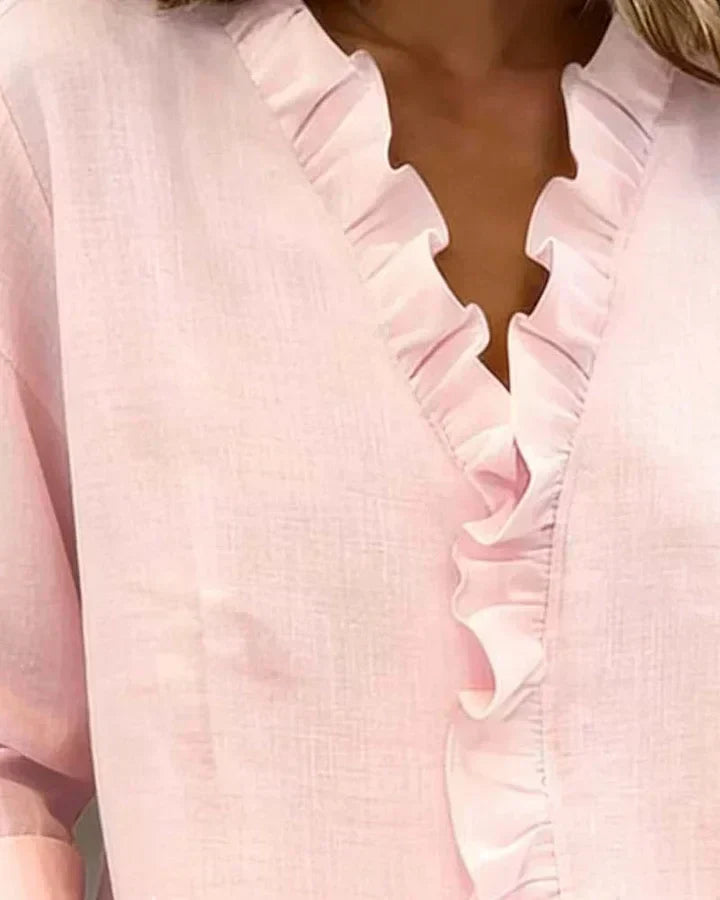 Stylish Blouse for Women with V Neck Long Sleeve