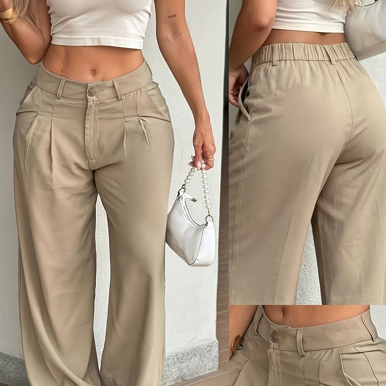 Elegant Wide Leg Trousers for Women with High Waist Pleated Tailored Style