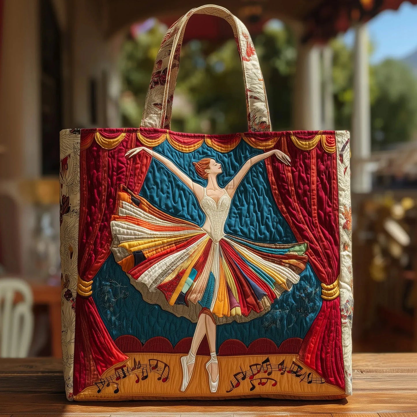 Elegant Tote Bag for Women with Multicolor Ballerina Design