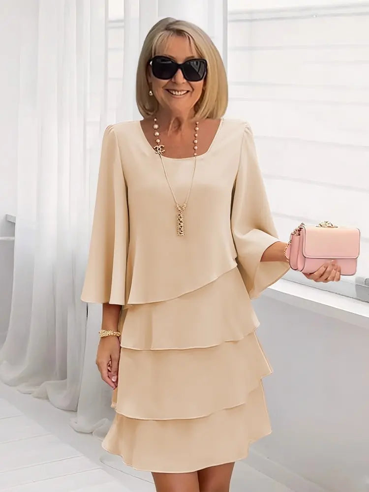Stylish Mini Dress for Women with Round Neck