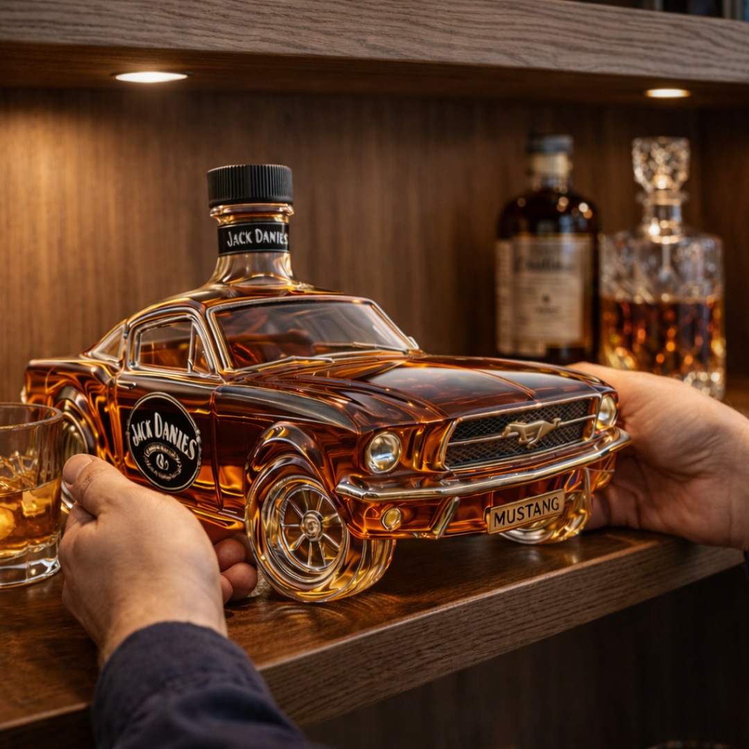 Stylish Whisky Decanter Bottle Gift Set with Muscle Car Design