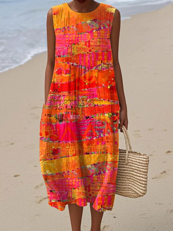 Effortless Midi Dress for Women with Sleeveless Casual Style