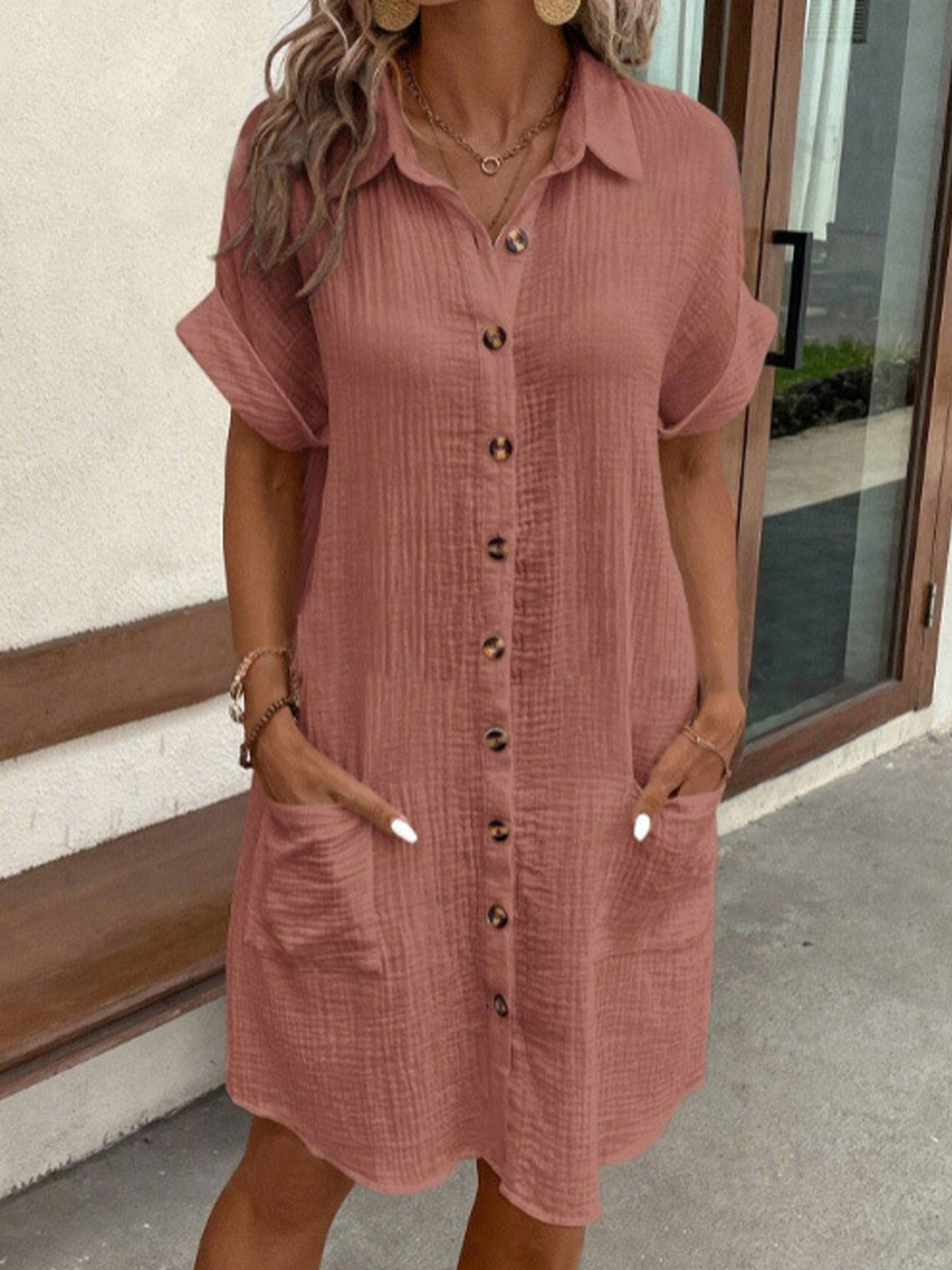 Effortless Dress for Women with Button Down