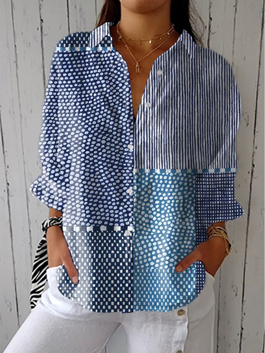 Stylish Flowy Patchwork Blouse for Women