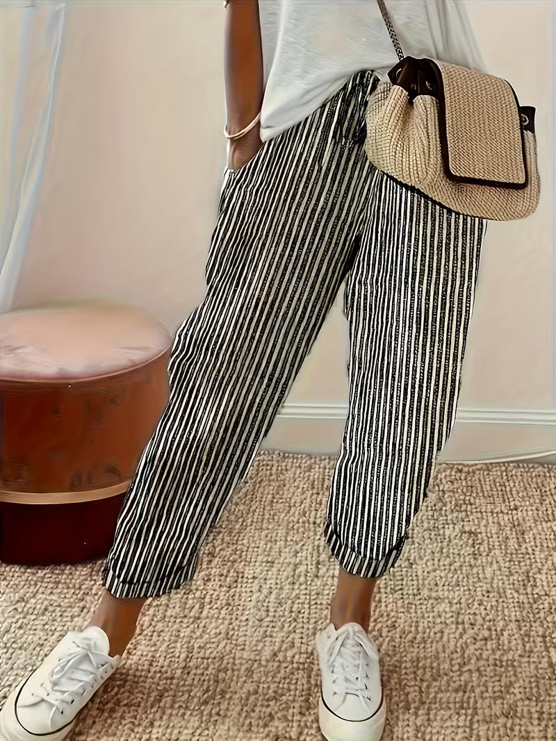 Effortless Striped Wide Leg Pants for Women