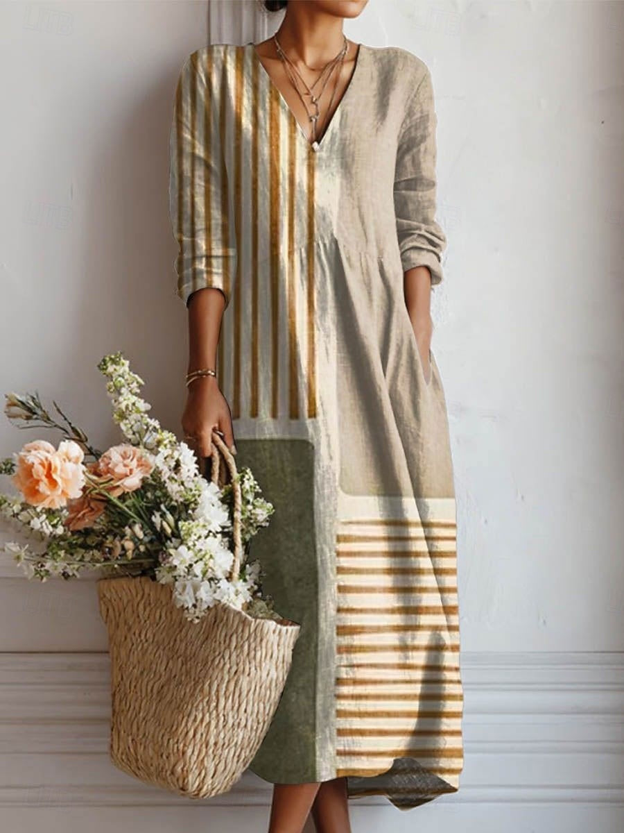 Elegant Striped Evening Dress for Women Formal Wedding Guest Style
