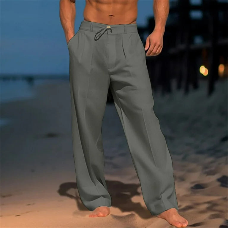 Stylish Wide Leg Pants for Men with Drawstring Casual Style