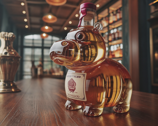 Stylish Whisky Decanter Bottle Gift Set with Hippo Design