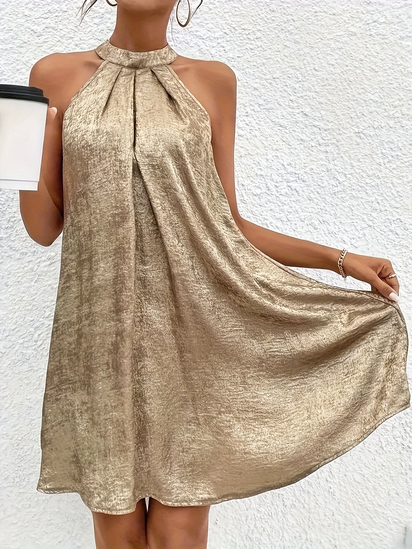 Elegant Mini Dress for Women with Halter Neck
