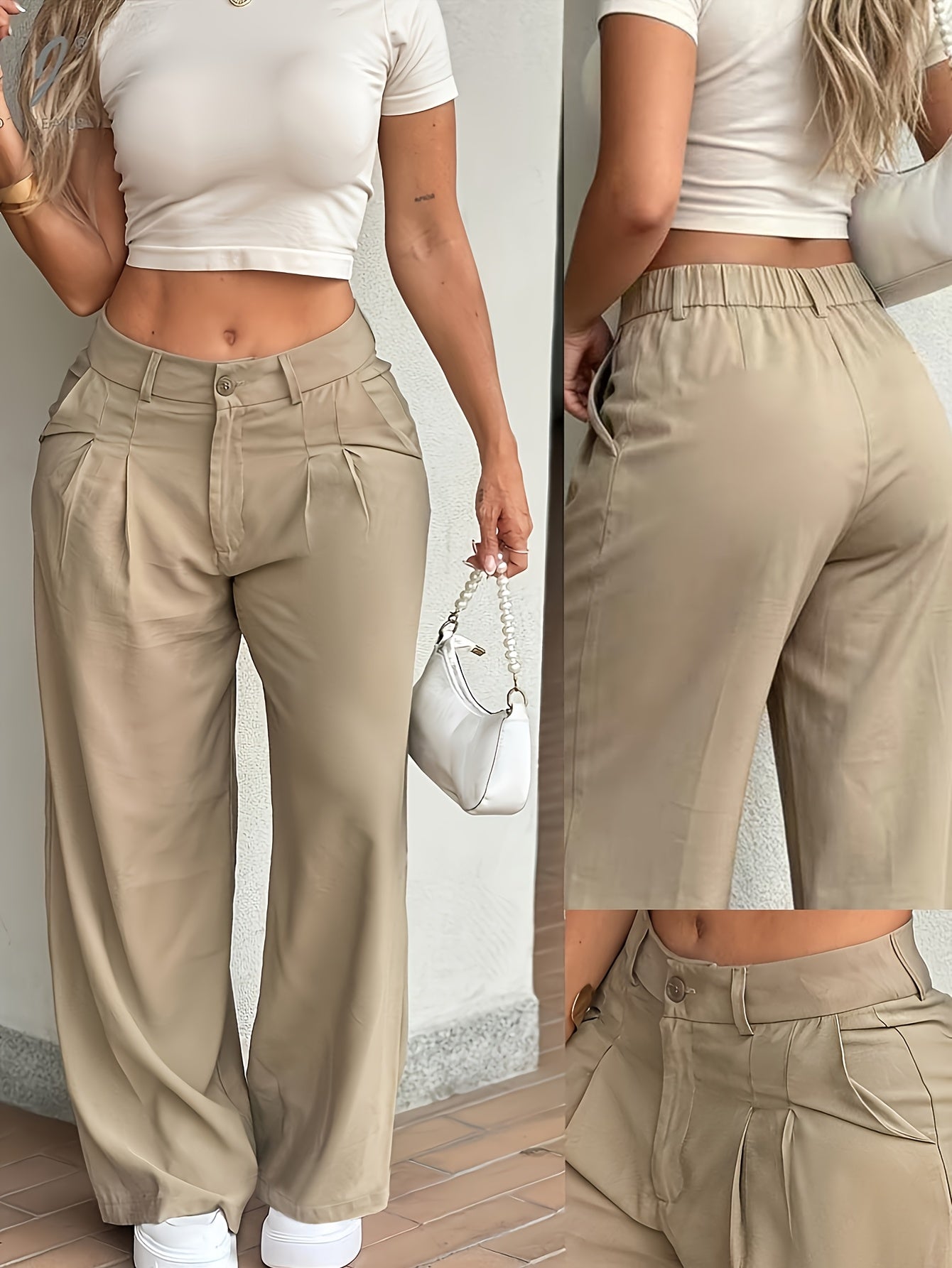 Elegant Wide Leg Trousers for Women with High Waist Pleated Tailored Style