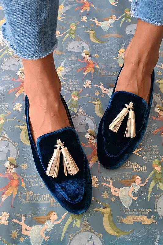Comfortable Blue Loafers for Women with Tassel Style
