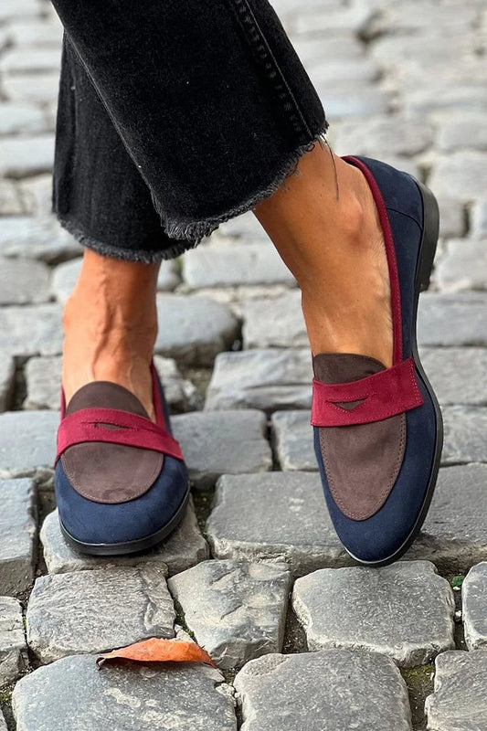 Comfortable Navy Color Block Loafers for Women