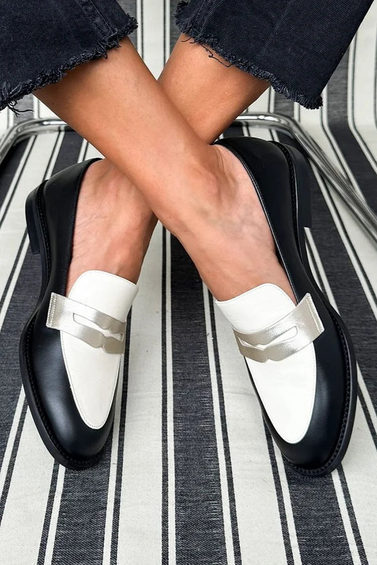 Comfortable Loafers for Women with Two Tone Metallic Style