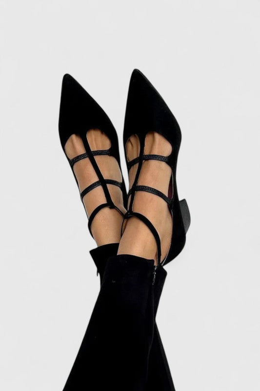 Comfortable Black Heels for Women with Pointed Toe Style