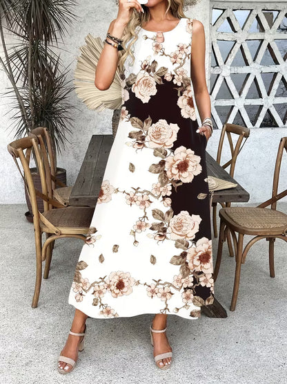 Elegant Floral Mini Dress for Women with Pocket Casual Style