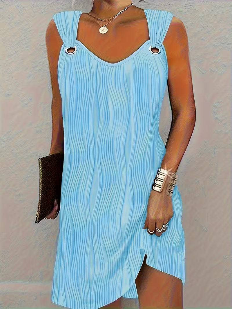 Stylish Mini Dress for Women with V Neck Sleeveless