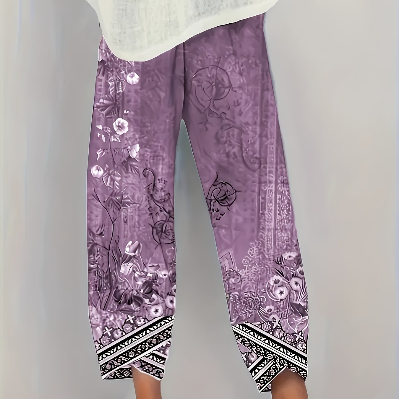 Comfortable Pants for Women with Cropped Elastic Waist