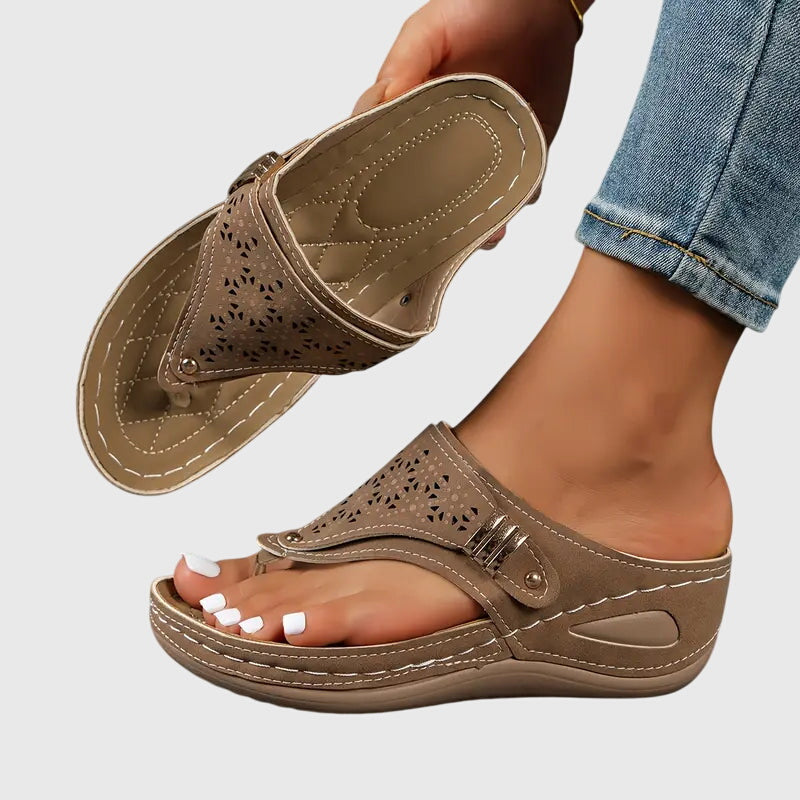 Comfortable Orthopedic Sandals for Women with Wedge Platform Toe Loop Cutout Casual Summer Style