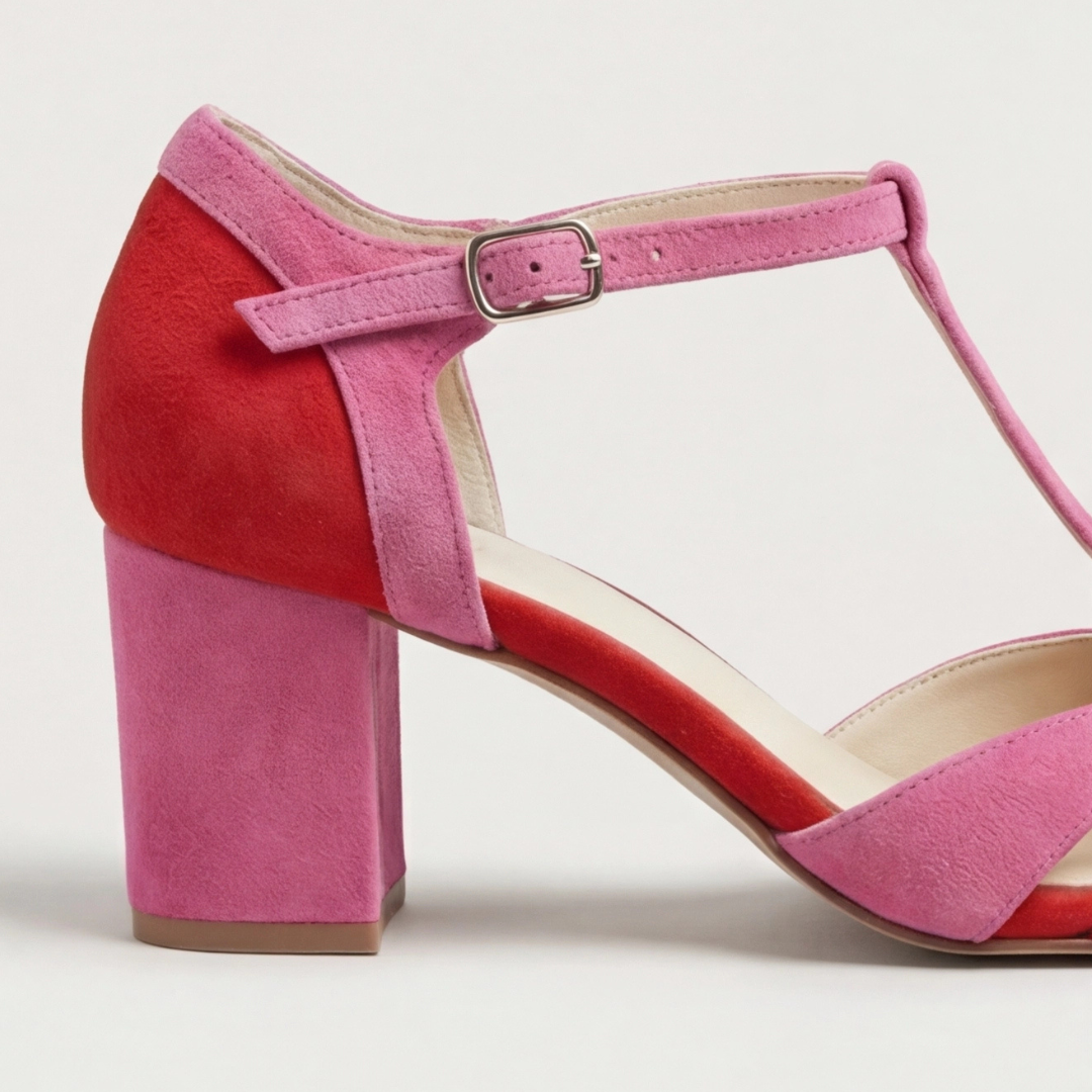 Comfortable Heels for Women with Closed Toe T Strap Ankle Style