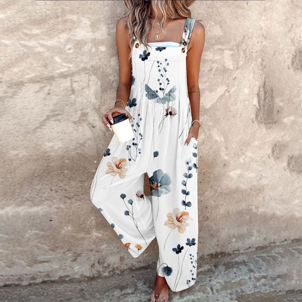 Effortless Floral Jumpsuit for Women with Wide Leg