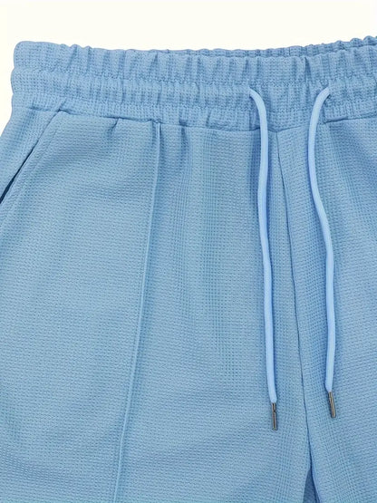Classic Shirt and Shorts Set for Men with Zipper Casual Style