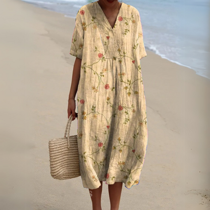 Effortless Flowy Floral Mini Dress for Women with V Neck