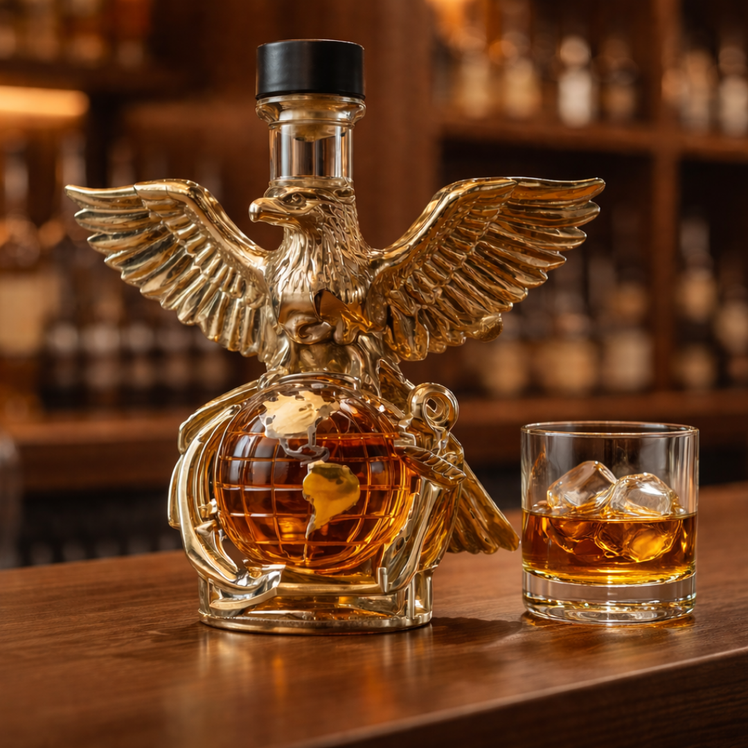 Stylish Whisky Decanter Bottle Gift Set with Eagle Design