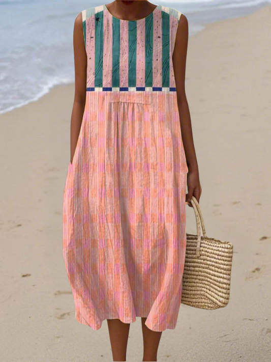 Stylish Multicolored Striped Midi Dress for Women