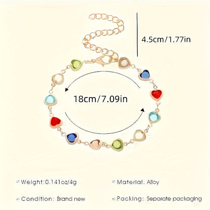 Elegant Bracelet for Women with Multicolor Heart Design