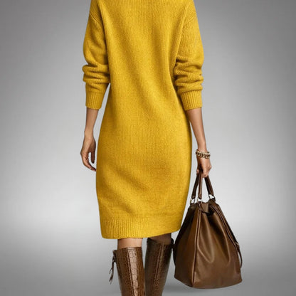 Effortless Midi Dress for Women with High Neck