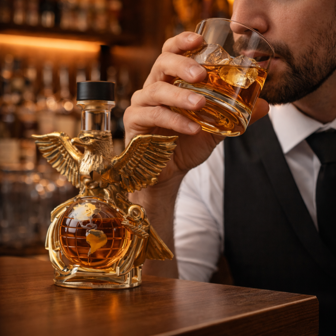 Stylish Whisky Decanter Bottle Gift Set with Eagle Design
