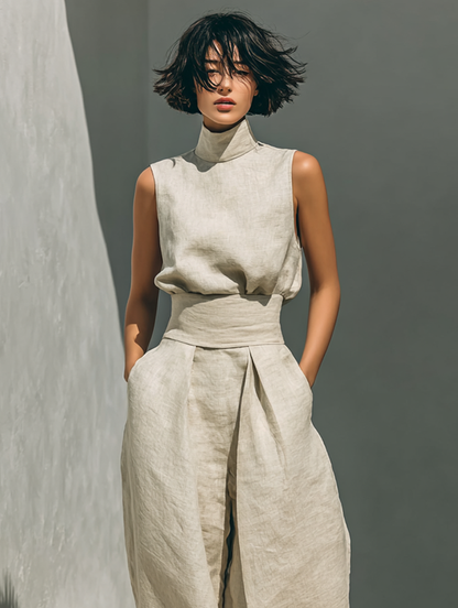 Stylish Two Piece Set for Women with Sleeveless Casual Style