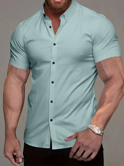 Comfortable Button Down Shirt for Men with Short Sleeve