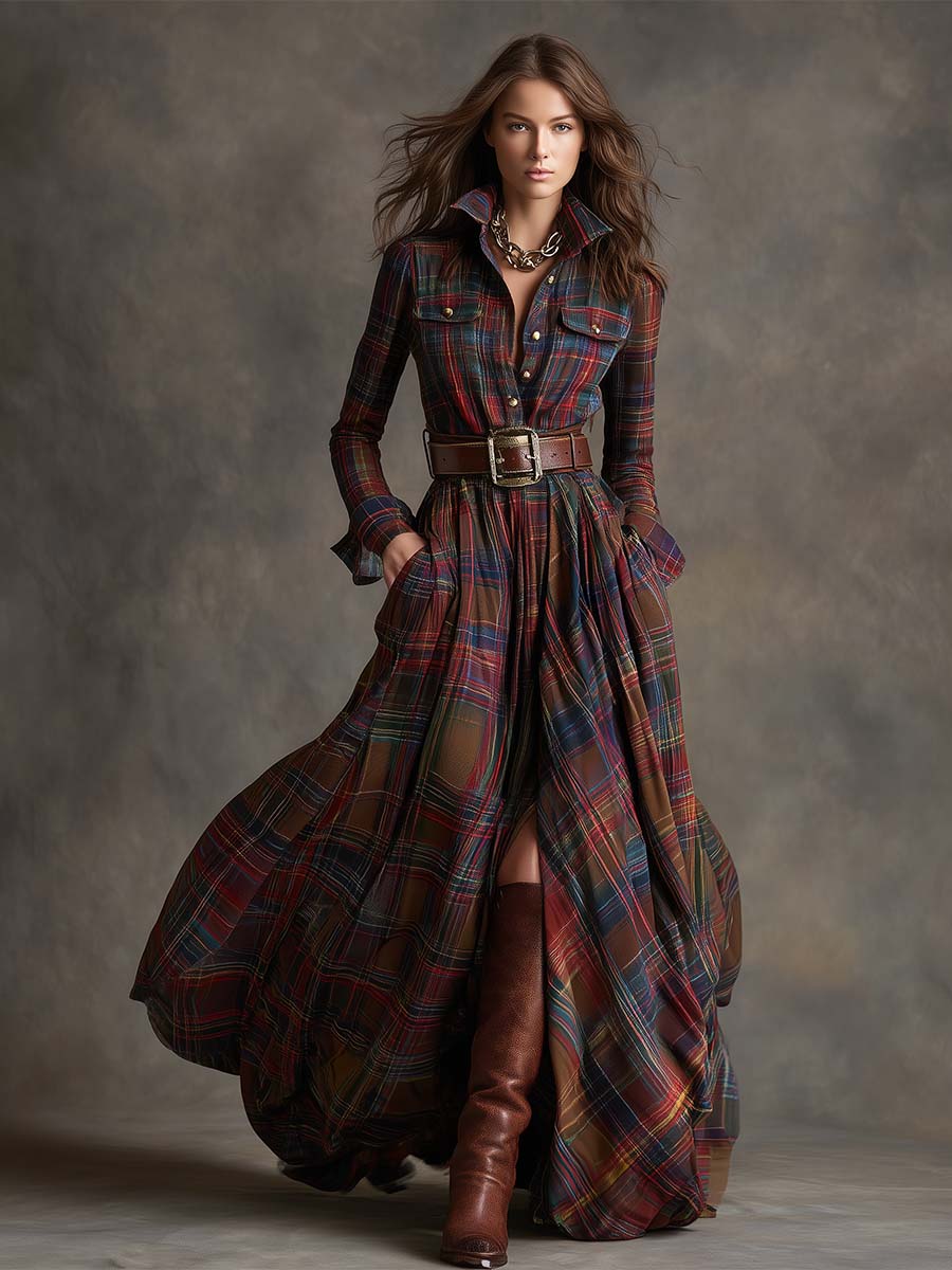 Stylish Shirt Dress for Women with Belted Button Up
