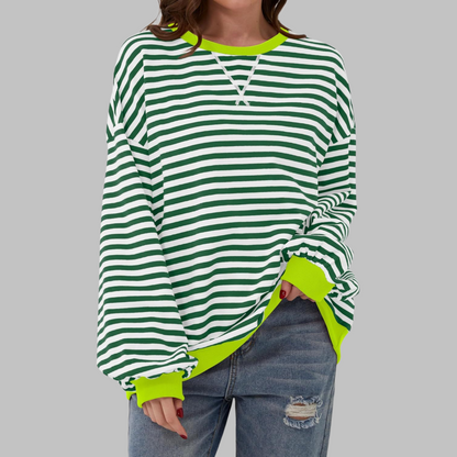 Elegant Striped Knit Sweater for Women with Long Sleeve