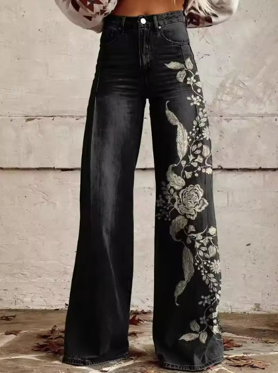 Comfortable Black Floral Pants for Women