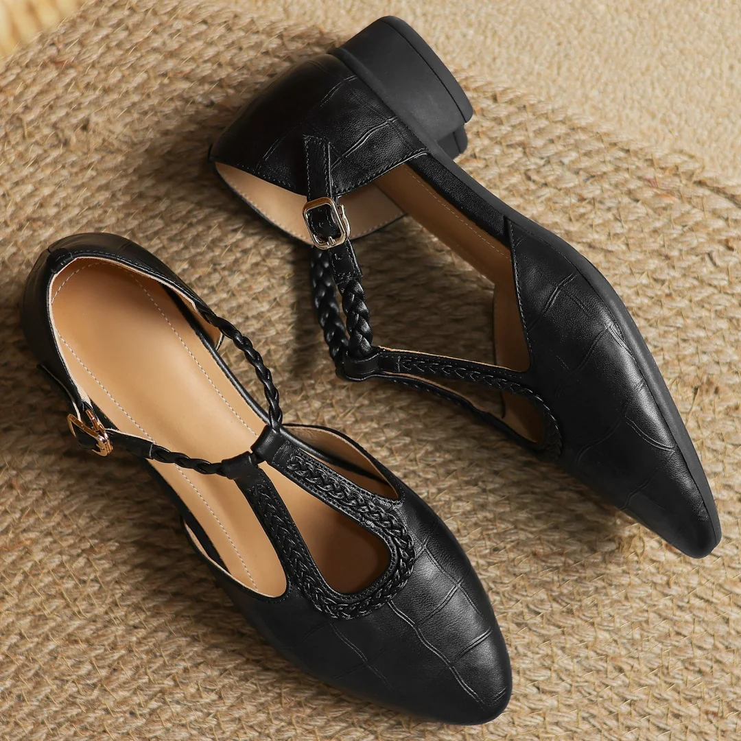 Comfortable Shoes for Women with Buckle T Strap Style