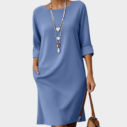 Elegant Evening Dress for Women with Round Neck Formal Wedding Guest Layered Style