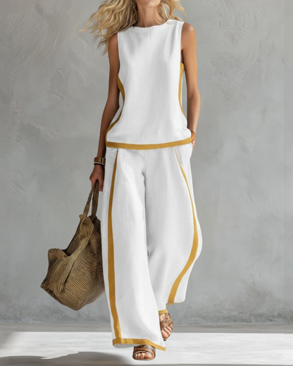 Effortless Two Piece Set for Women with Sleeveless Casual Style
