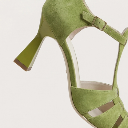 Comfortable Green Heels for Women with Closed Toe Cushioned Style