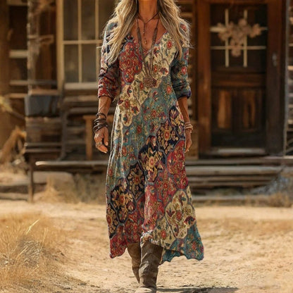 Effortless Floral Mini Dress for Women with Long Sleeve Vintage