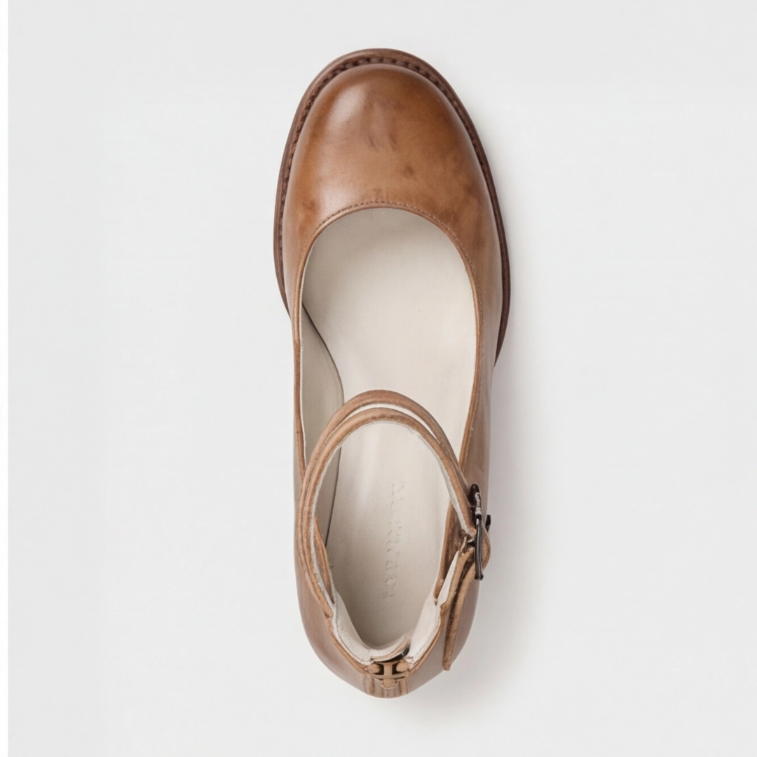 Comfortable Light Brown Heels for Women with Ankle Strap Style