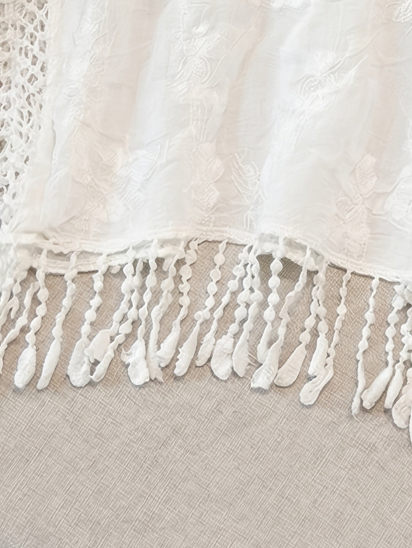 Effortless Ivory Poncho Shirts for Women with Crochet Fringe Hem Style
