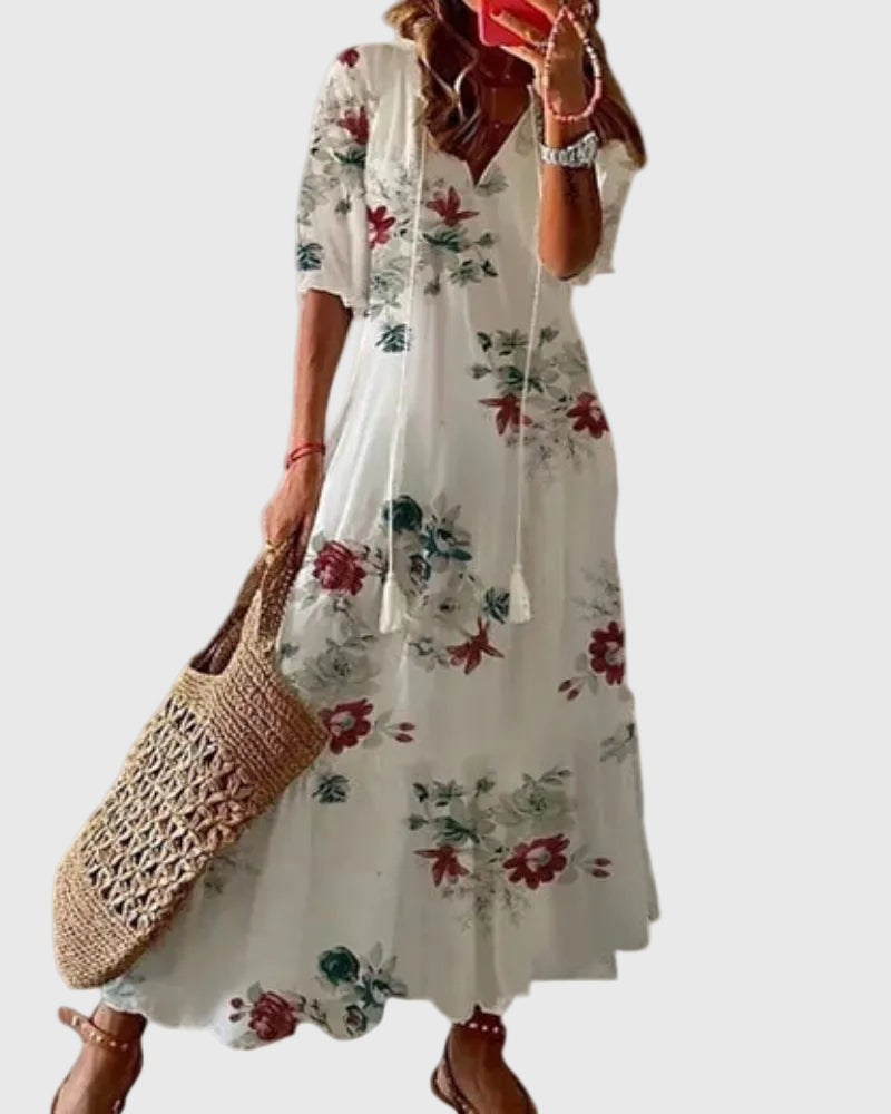 Effortless Maxi Dress for Women with V Neck Vintage