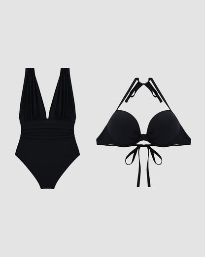 Effortless Swimsuit for Women with V Neck